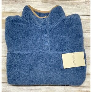Koolaburra by UGG Blue Sherpa Pullover faux suede trim Top Sweater Women's Small